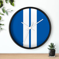 Horloge murale bandes Racing Bleu Blanc livrée voiture