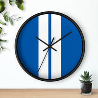 Horloge murale bandes Racing Bleu Blanc livrée voiture