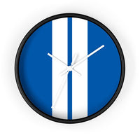 Horloge murale bandes Racing Bleu Blanc livrée voiture