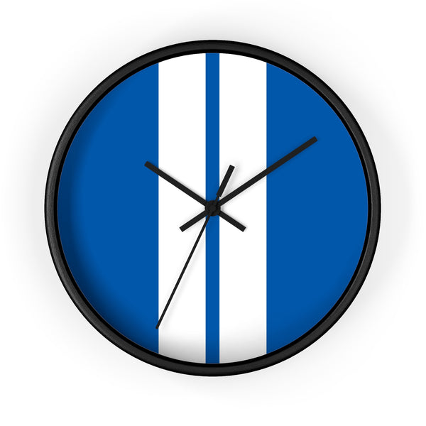 Horloge murale bandes Racing Bleu Blanc livrée voiture