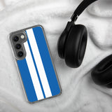 Coque Samsung transparente bandes Racing Bleu Blanc