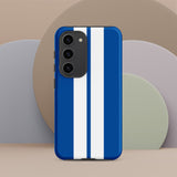 Coque Samsung antichoc bandes Racing Bleu Blanc