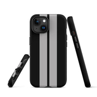 Coque iPhone antichoc bandes Racing Noir Gris
