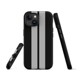 Coque iPhone antichoc bandes Racing Noir Gris
