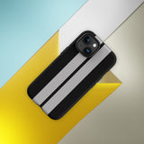 Coque iPhone antichoc bandes Racing Noir Gris