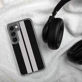 Coque Samsung transparente bandes Racing Noir Gris