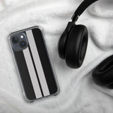 Coque iPhone transparente bandes Racing Noir Gris